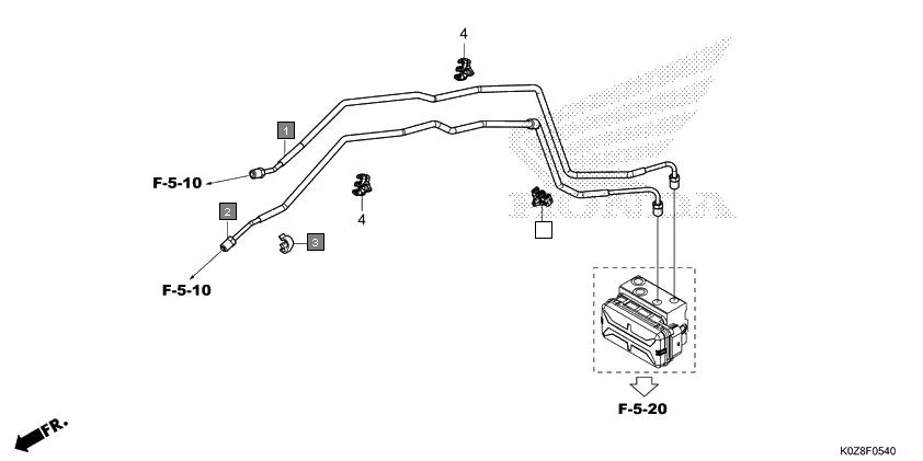 F-5-40 BRAKE PIPE assembly diagram for HONDA HNESS CB350DM