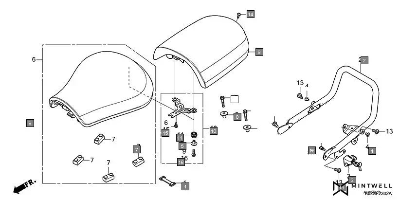 F-23-2 SEAT(CB350DP/DSN/DSP) assembly diagram for HONDA HNESS CB350DSP/DSR