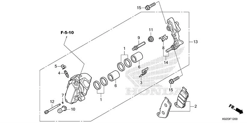 F-12 FRONT BRAKE CALIPER diagram showing 45215-MAJ-G41