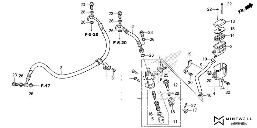 F-15 REAR BRAKE MASTER CYLINDER diagram showing 61101-K55-600