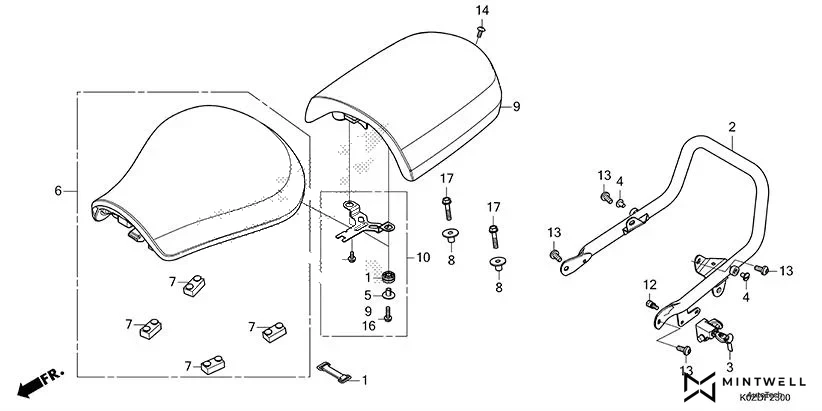 F-23 SEAT(CB350D/DS) assembly diagram for HONDA HNESS CB350DSS