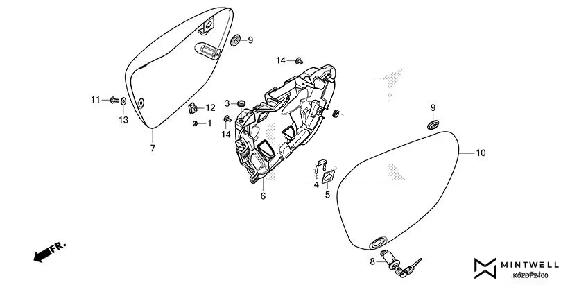 F-24 SIDE COVER(CB350D/DS) assembly diagram for HONDA HNESS CB350DS