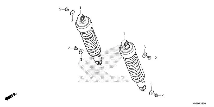 F-33 REAR CUSHION assembly diagram for HONDA HNESS CB350DSS