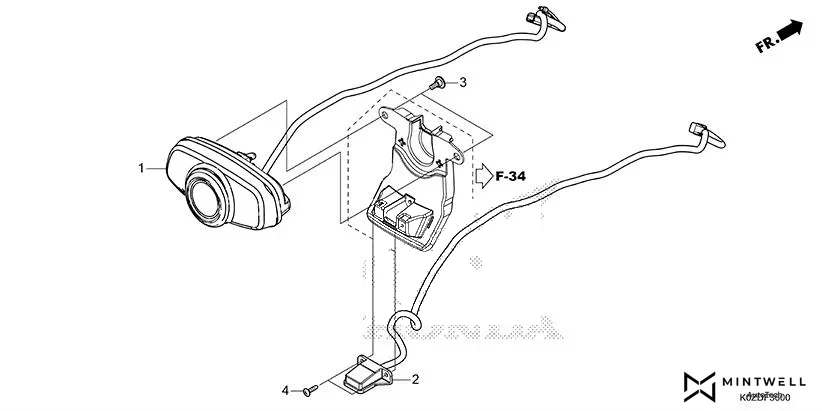 F-36 TAILLIGHT(CB350D/DS) assembly diagram for HONDA HNESS CB350DS