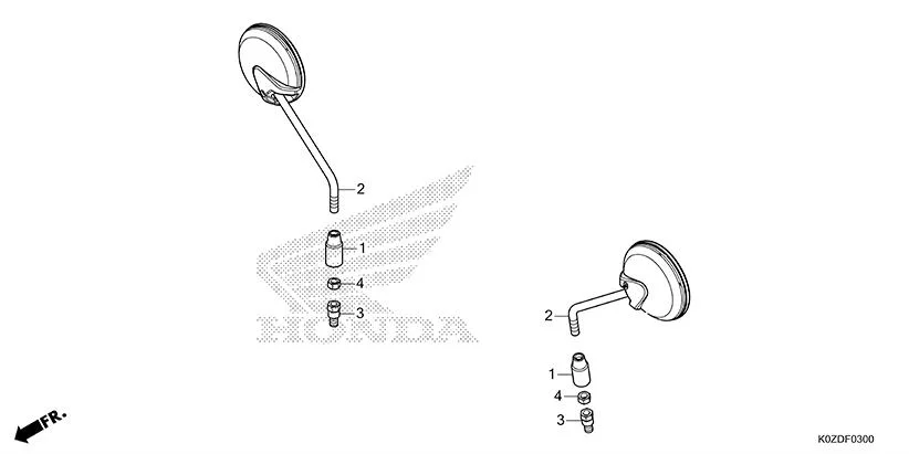 F-3 MIRROR assembly diagram for HONDA HNESS CB350DS