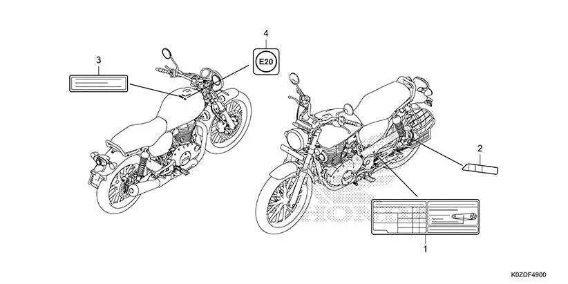F-49 CAUTION LABEL assembly diagram for HONDA HNESS CB350DS