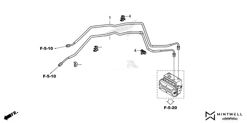 F-5-40 BRAKE PIPE assembly diagram for HONDA HNESS CB350DS