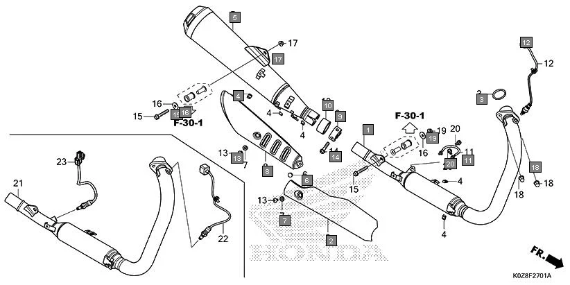 F-27-1 EXHAUST MUFFLER(CB350RS) diagram showing 32200-K0Z-900