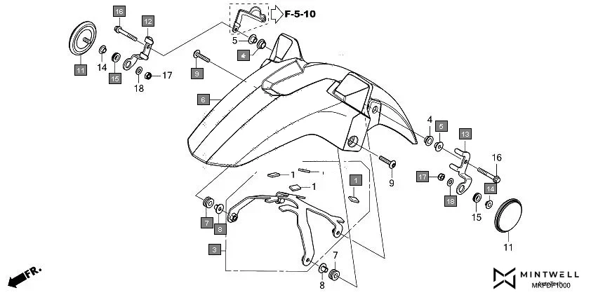 F-10 FRONT FENDER diagram showing 94101-06700