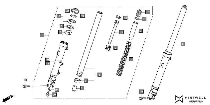 F-11 FRONT FORK diagram showing 51412-MB4-003
