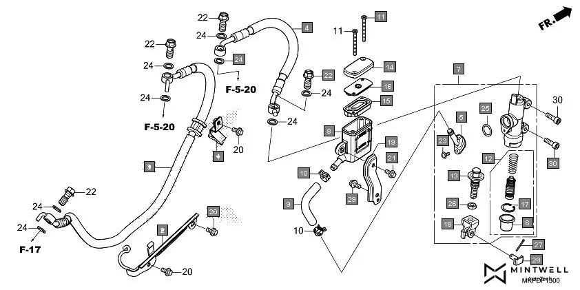 F-15 REAR BRAKE MASTER CYLINDER diagram showing 43520-MB2-315