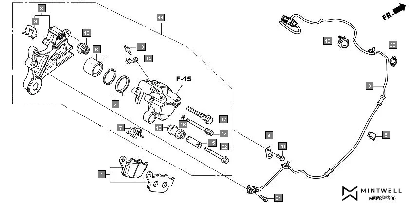 F-17 REAR BRAKE CALIPER diagram showing 53781-SE0-952