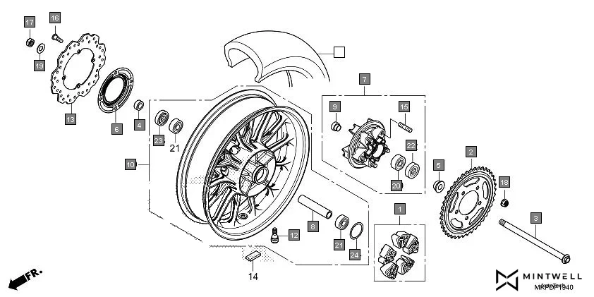 F-19-40 REAR WHEEL diagram showing 91053-MGS-D31