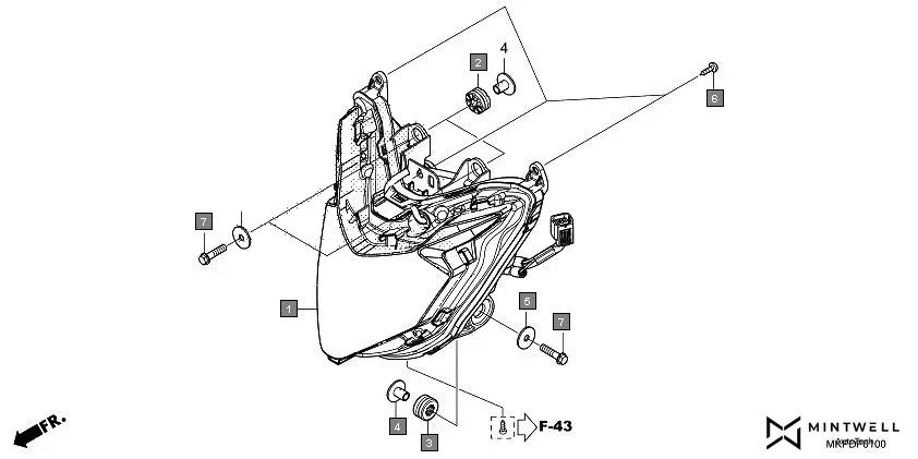 F-1 HEADLIGHT diagram showing 77302-KW7-900
