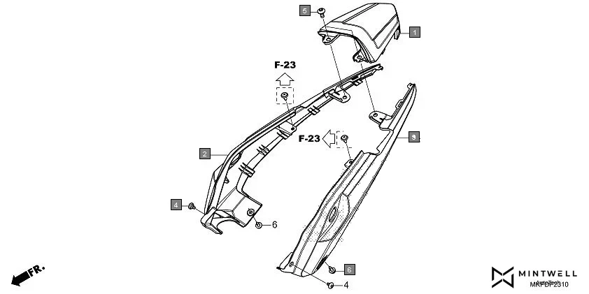 F-23-10 REAR COWL diagram showing 90114-KPH-700