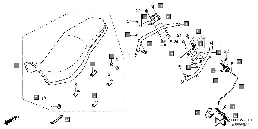 F-23 SEAT diagram showing 77205-MFE-670