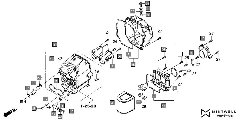 F-25 AIR CLEANER assembly diagram for HONDA 500X CB500XAM