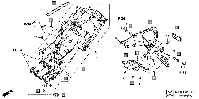 F-34 REAR FENDER diagram showing 33741-KPL-902