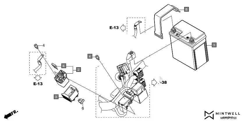 F-37 BATTERY assembly diagram for HONDA 500X CB500XAM