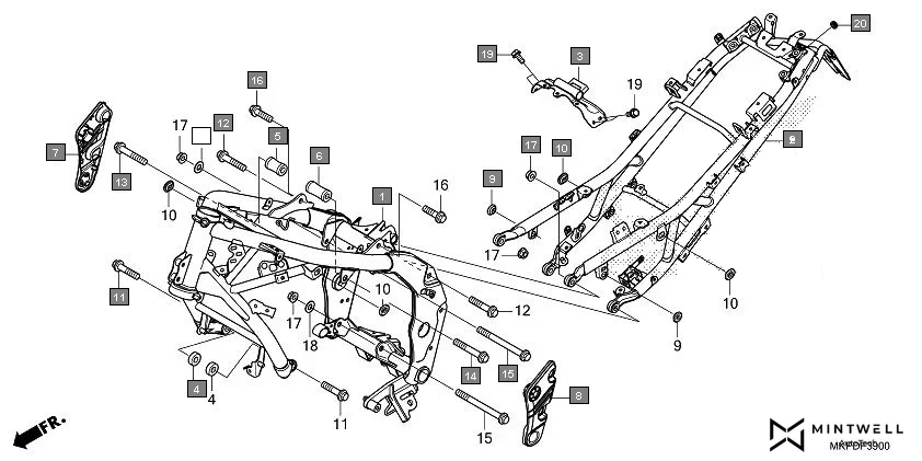 F-39 FRAME BODY diagram showing 94050-10000