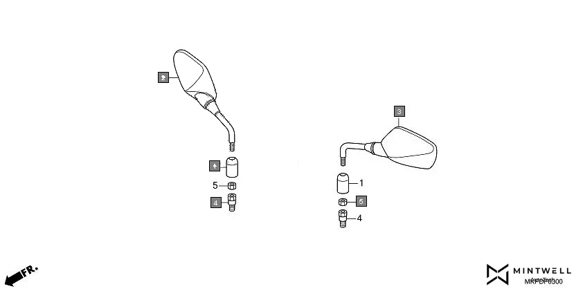 F-3 MIRROR diagram showing 88210-MJE-D40