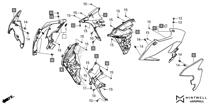 F-45 MIDDLE COWL diagram showing 90583-KVB-900
