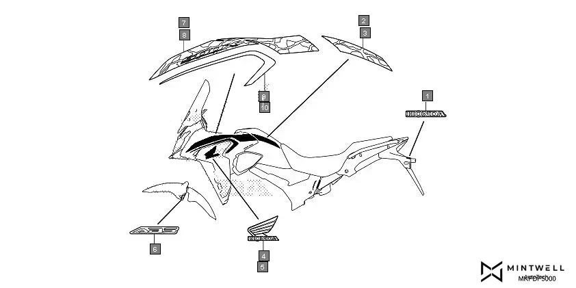F-50 MARK/STRIPE diagram showing 86643-MKP-DL0ZB