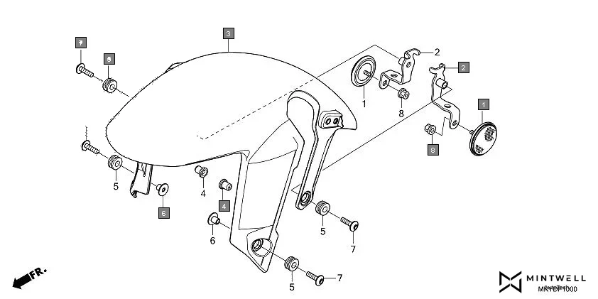 F-10 FRONT FENDER assembly diagram for HONDA CBR650R CBR650RAN