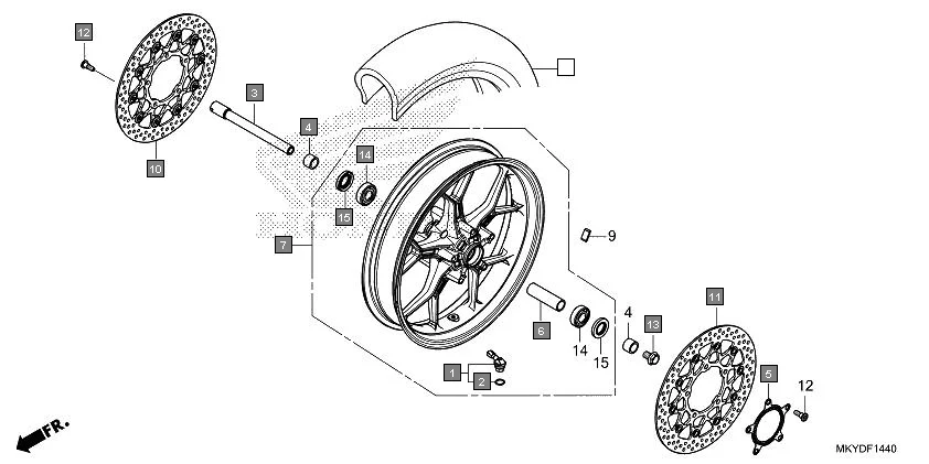 F-14-40 FRONT WHEEL assembly diagram for HONDA CBR650R CBR650RAN