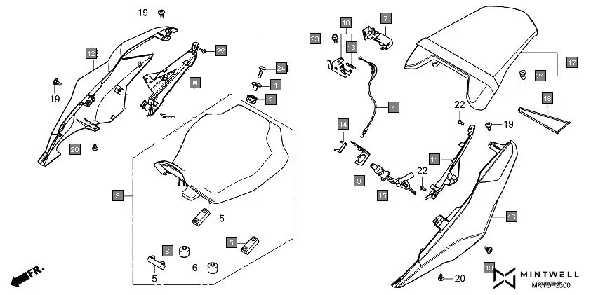 F-23 SEAT/REAR COWL assembly diagram for HONDA CBR650R CBR650RAN