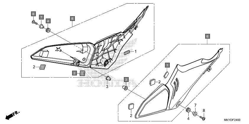 F-24 SIDE COVER assembly diagram for HONDA CBR650R CBR650RAN