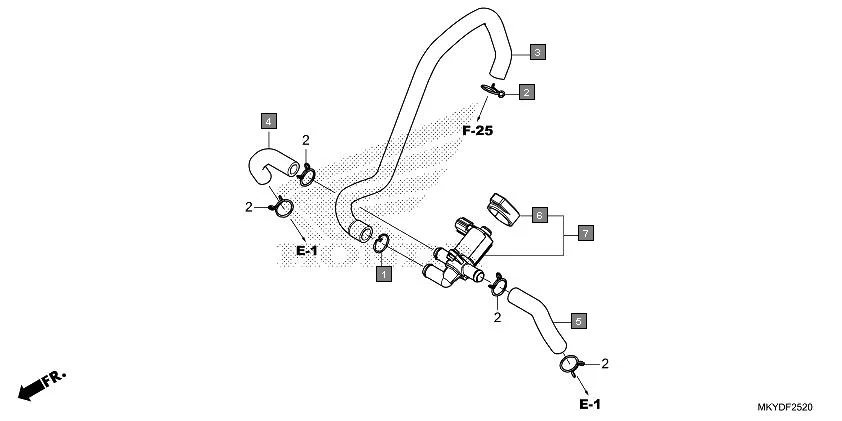 F-25-20 AIR INJECTION CONTROL VALVE assembly diagram for HONDA CBR650R CBR650RAN