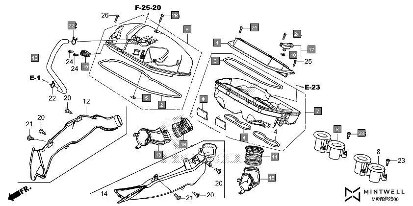 F-25 AIR CLEANER diagram showing 37830-RGA-006