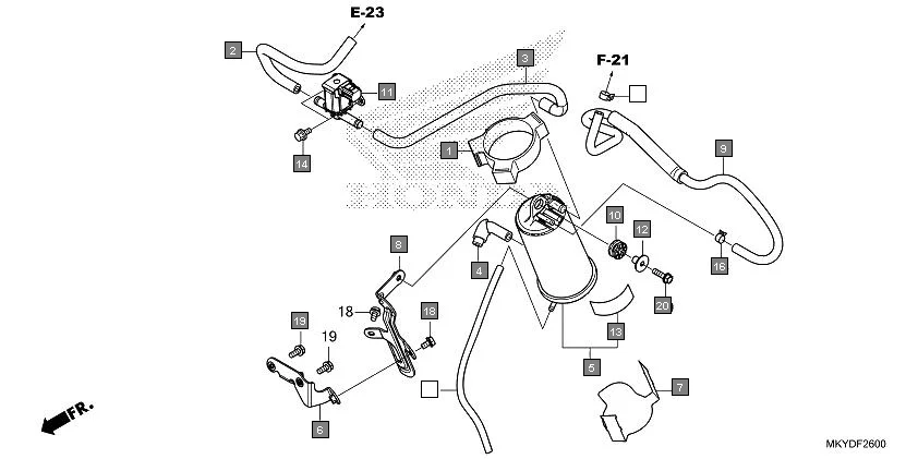F-26 CANISTER assembly diagram for HONDA CBR650R CBR650RAN