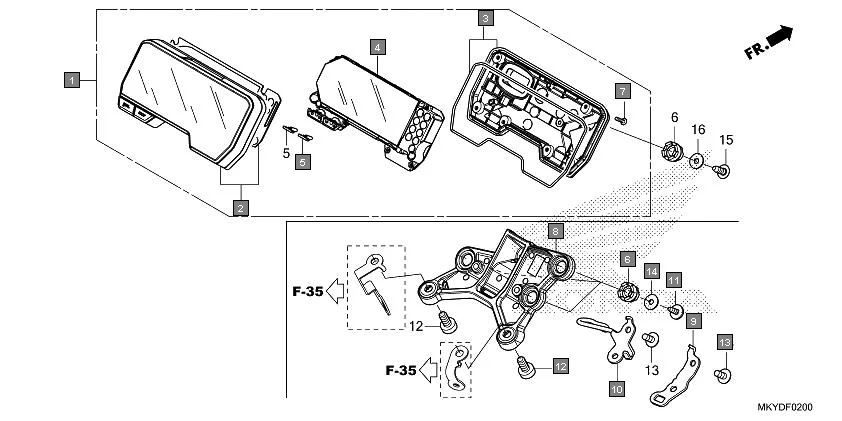 F-2 METER assembly diagram for HONDA CBR650R CBR650RAN