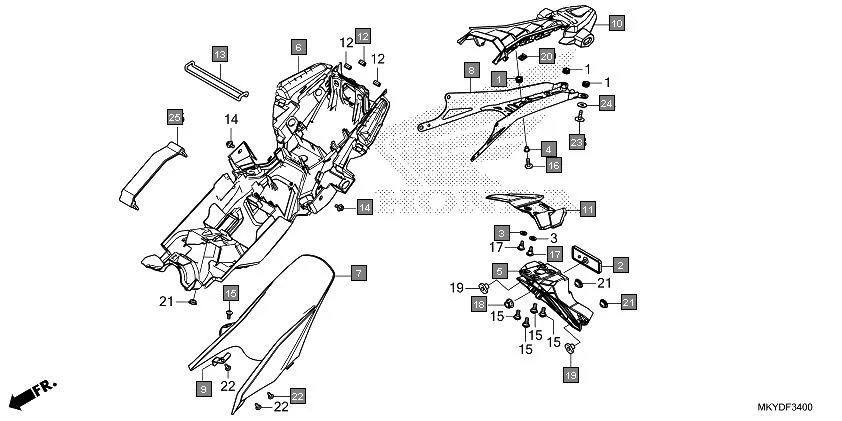 F-34 REAR FENDER assembly diagram for HONDA CBR650R CBR650RAN