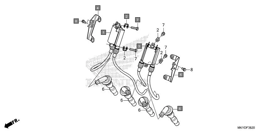 F-38-20 IGNITION COIL diagram showing 30700-MBG-003