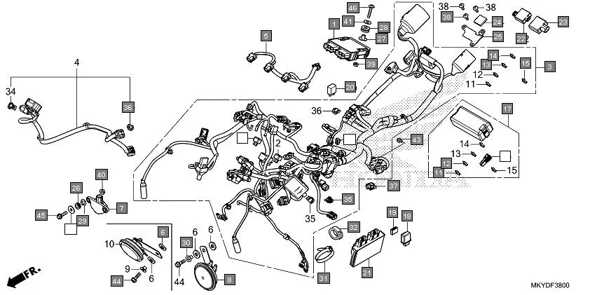 F-38 WIRE HARNESS diagram showing 38501-MCS-G01