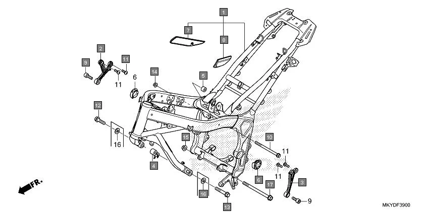 F-39 FRAME BODY assembly diagram for HONDA CBR650R CBR650RAN