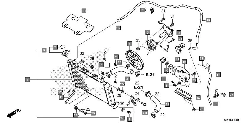 F-41 RADIATOR diagram showing 19511-R9G-004
