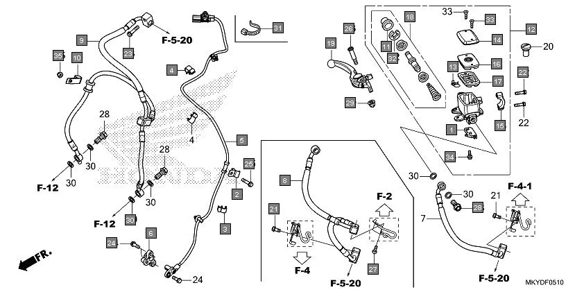 F-5-10 FRONT BRAKE MASTER CYLINDER assembly diagram for HONDA CBR650R CBR650RAN