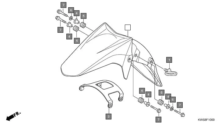 F-10 FRONT FENDER diagram showing 61103-KRY-900