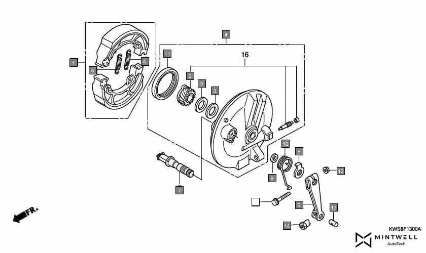 F-13 FRONT BRAKE PANEL diagram showing 95015-32001