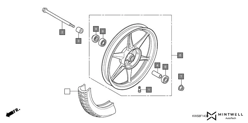 F-14-30 FRONT WHEEL(DRUM BRAKE) assembly diagram for HONDA CB Twister CBF110C
