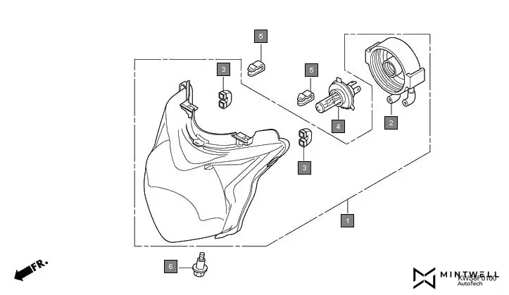 F-1 HEADLIGHT assembly diagram for HONDA CB Twister CBF110MSE