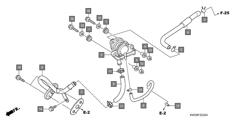 F-25-20 AIR SUCTION VALVE diagram showing 11344-MB0-000
