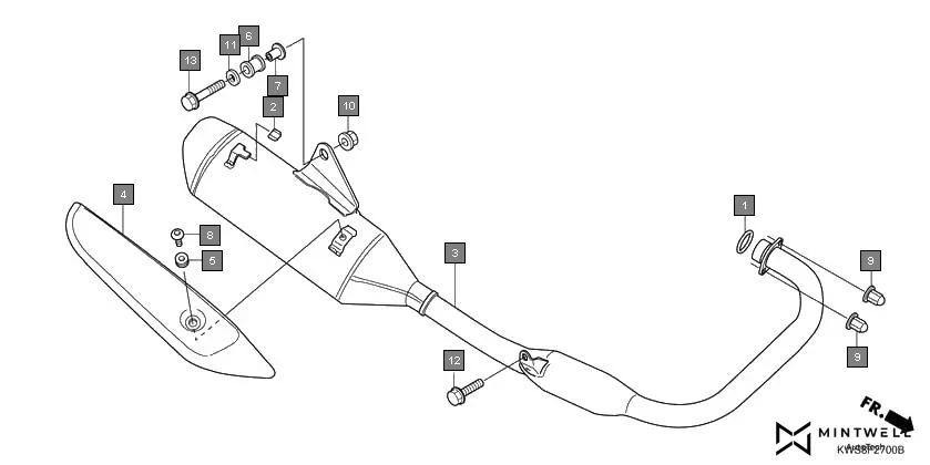 F-27 EXHAUST MUFFLER diagram showing 18291-GE2-921