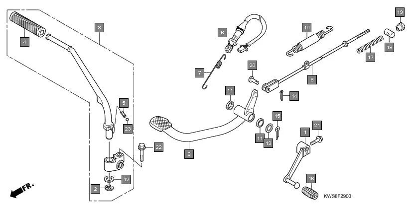 F-29 PEDAL/KICK STARTER ARM diagram showing 35357-KWS-900