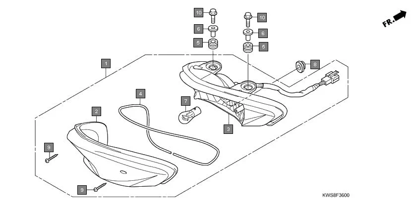 F-36 TAILLIGHT diagram showing 33703-KWS-901