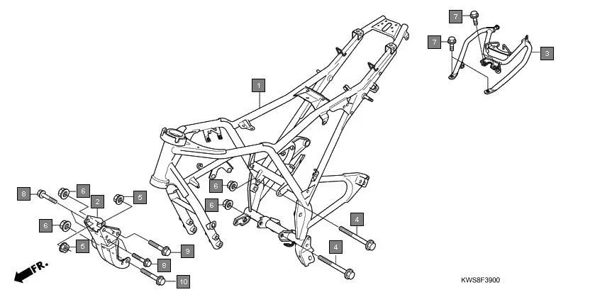 F-39 FRAME BODY diagram showing 50100-KWS-901